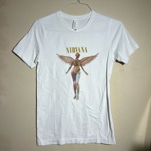 EUC white washed cotton crewneck classic Nirvana tshirt sz XS
